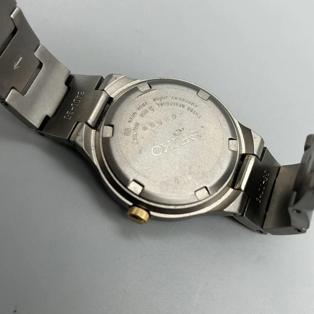 Seiko Womens Watch 26mm Black Dial Titanium Silver Tone Date New Battery 7.25